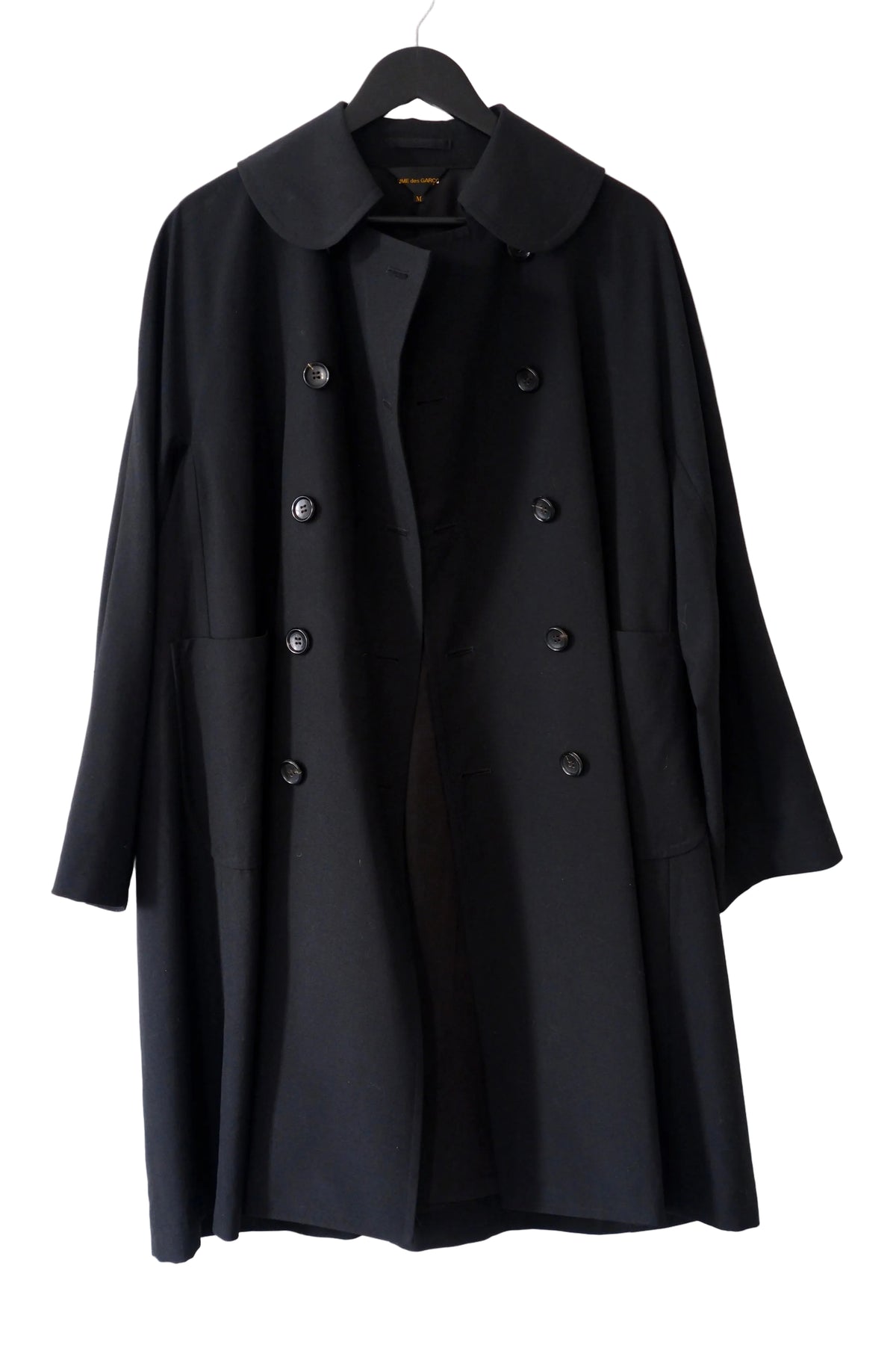 Comme des Garçons AD 2016 black wool double-breasted car coat