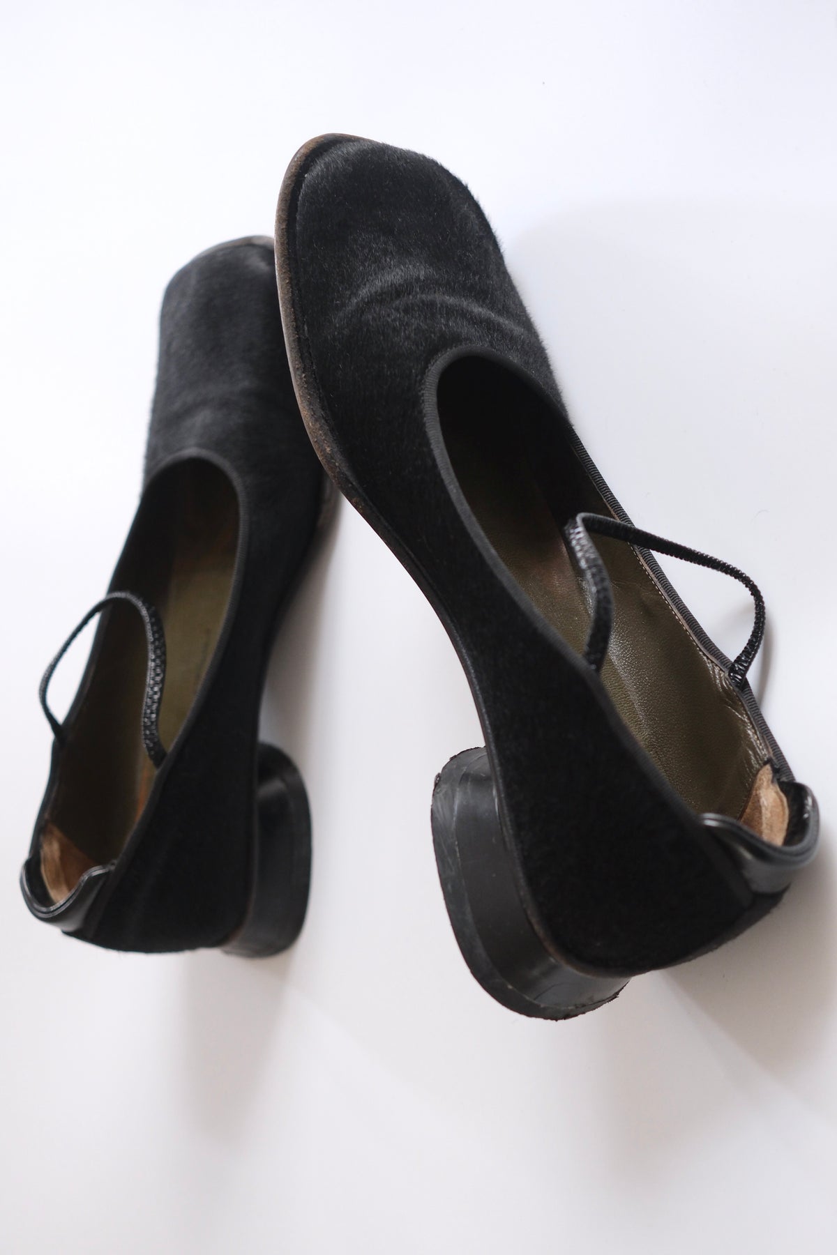 Gianfranco Paoli black ponyhair square toe mary jane flats