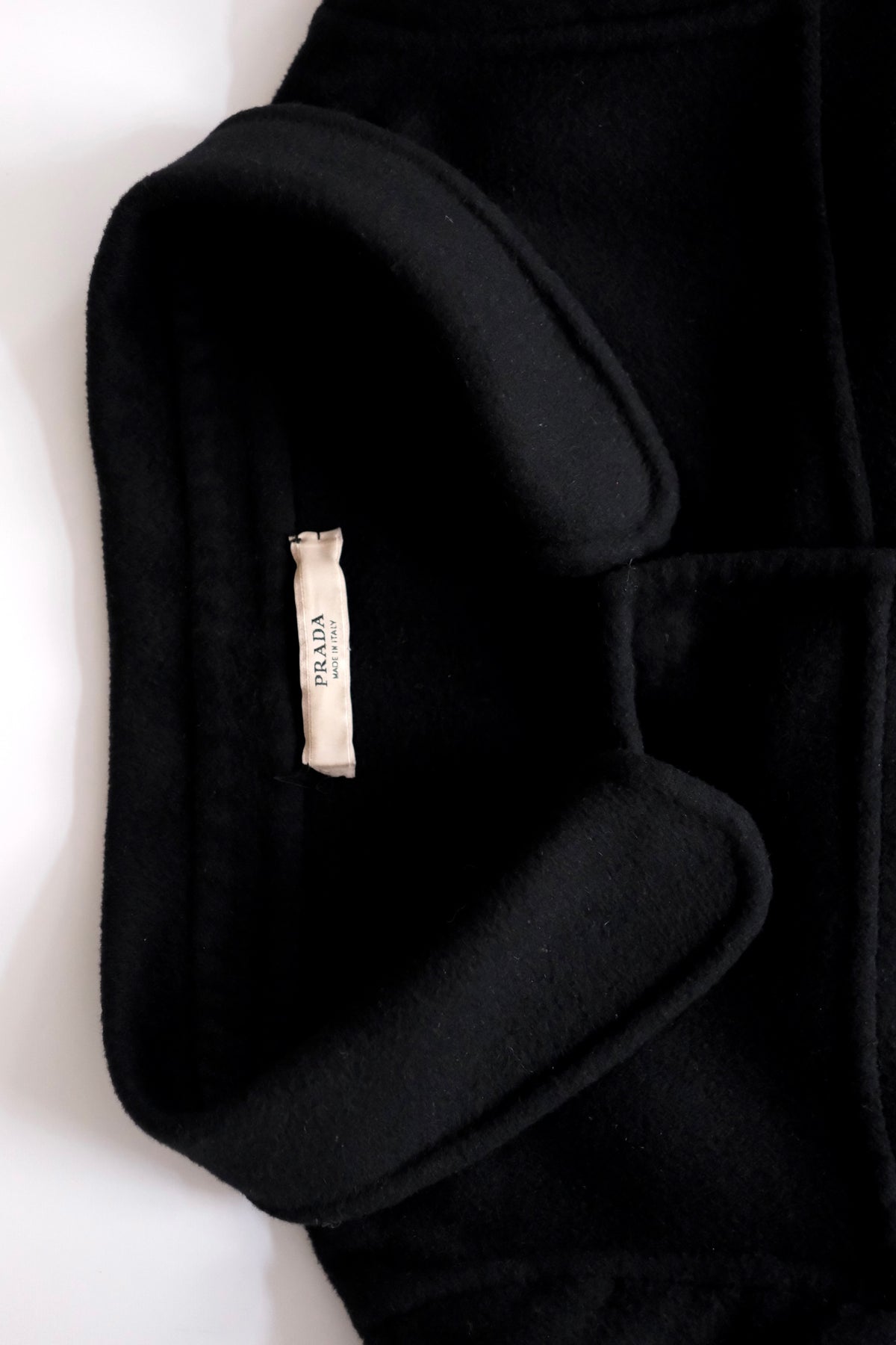 2000s Prada black wool angora straight cut coat