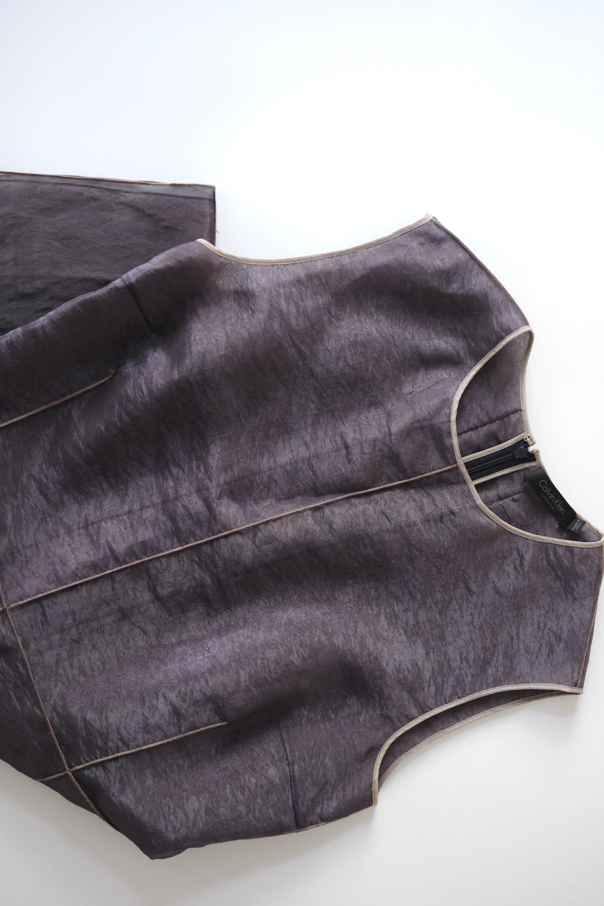 Calvin Klein Collection grey organza layered shift dress