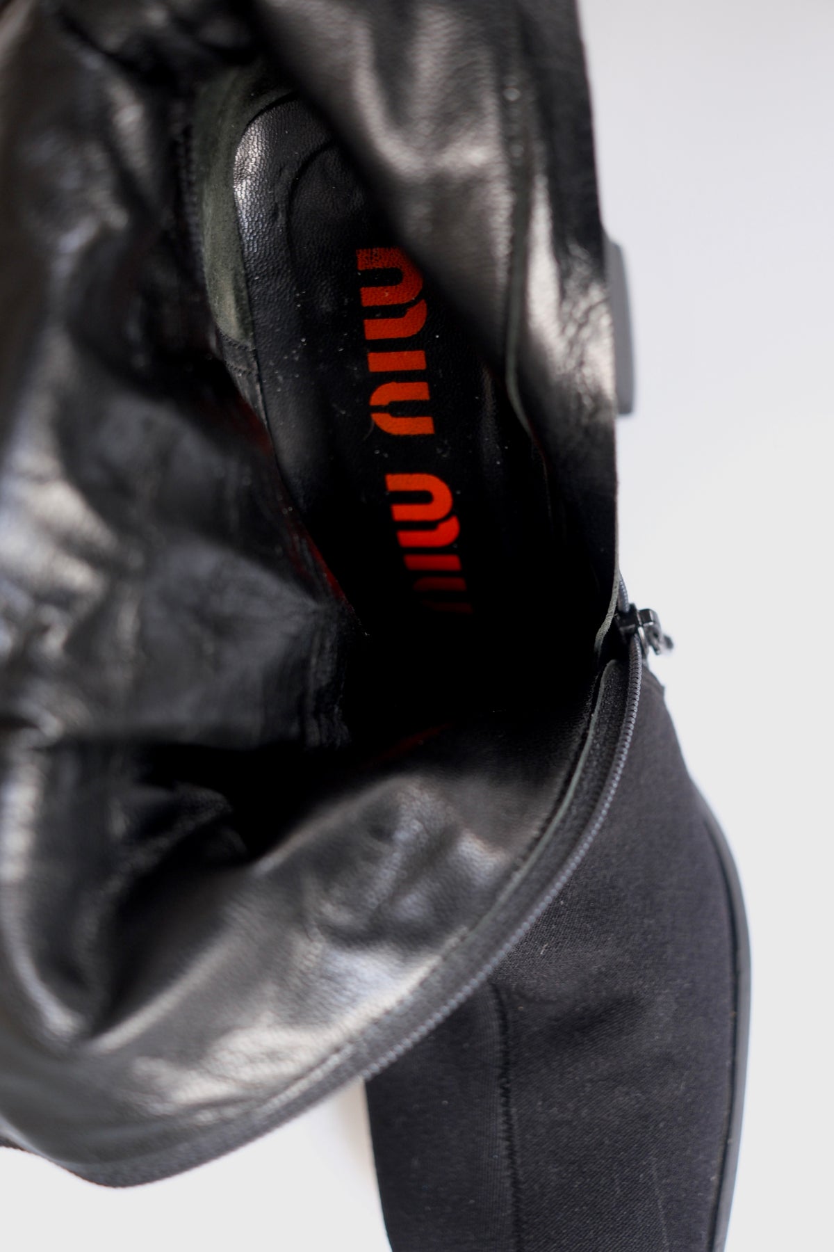 Miu Miu SS 1999 black square toe heeled boots