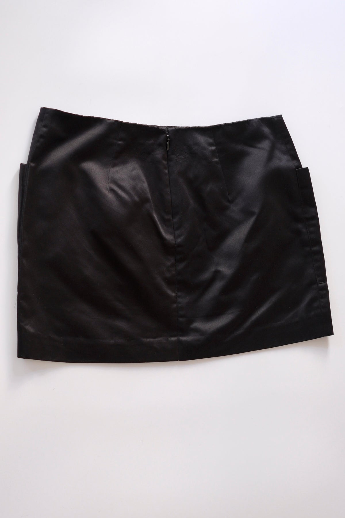 Prada SS 2008 black satin silk mini skirt