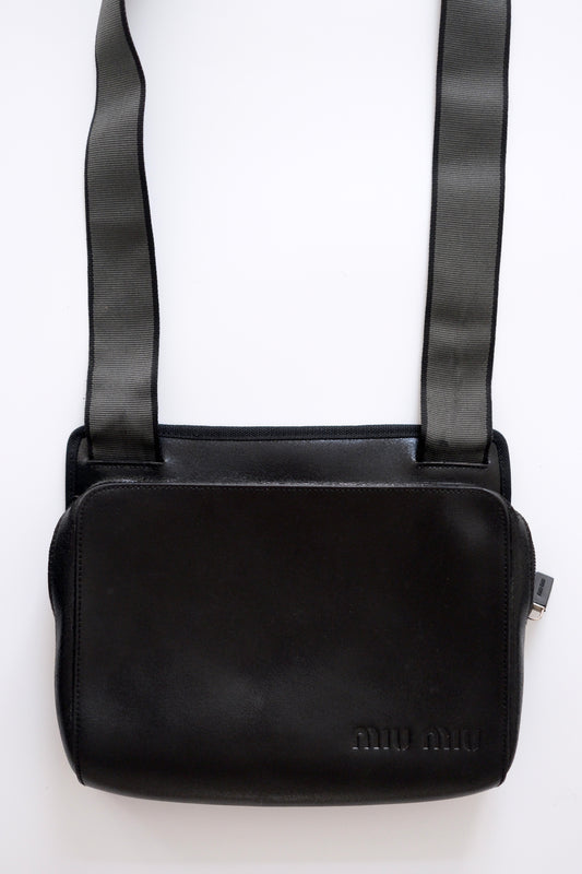 Miu Miu FW 1999 black leather crossbody bag