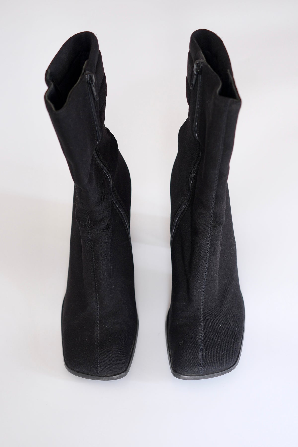 Miu Miu SS 1999 black square toe heeled boots