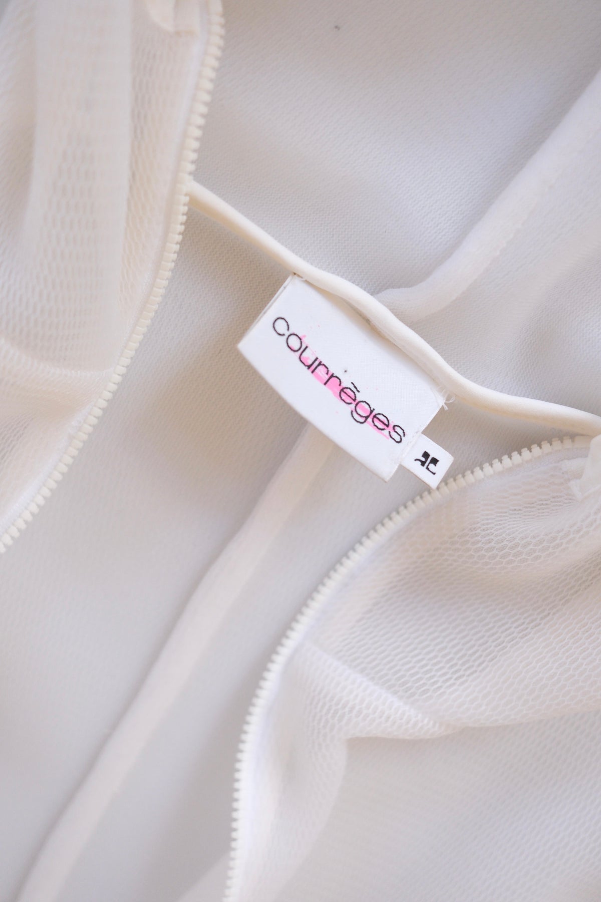 Vintage Courrèges off white mesh zip-up jacket