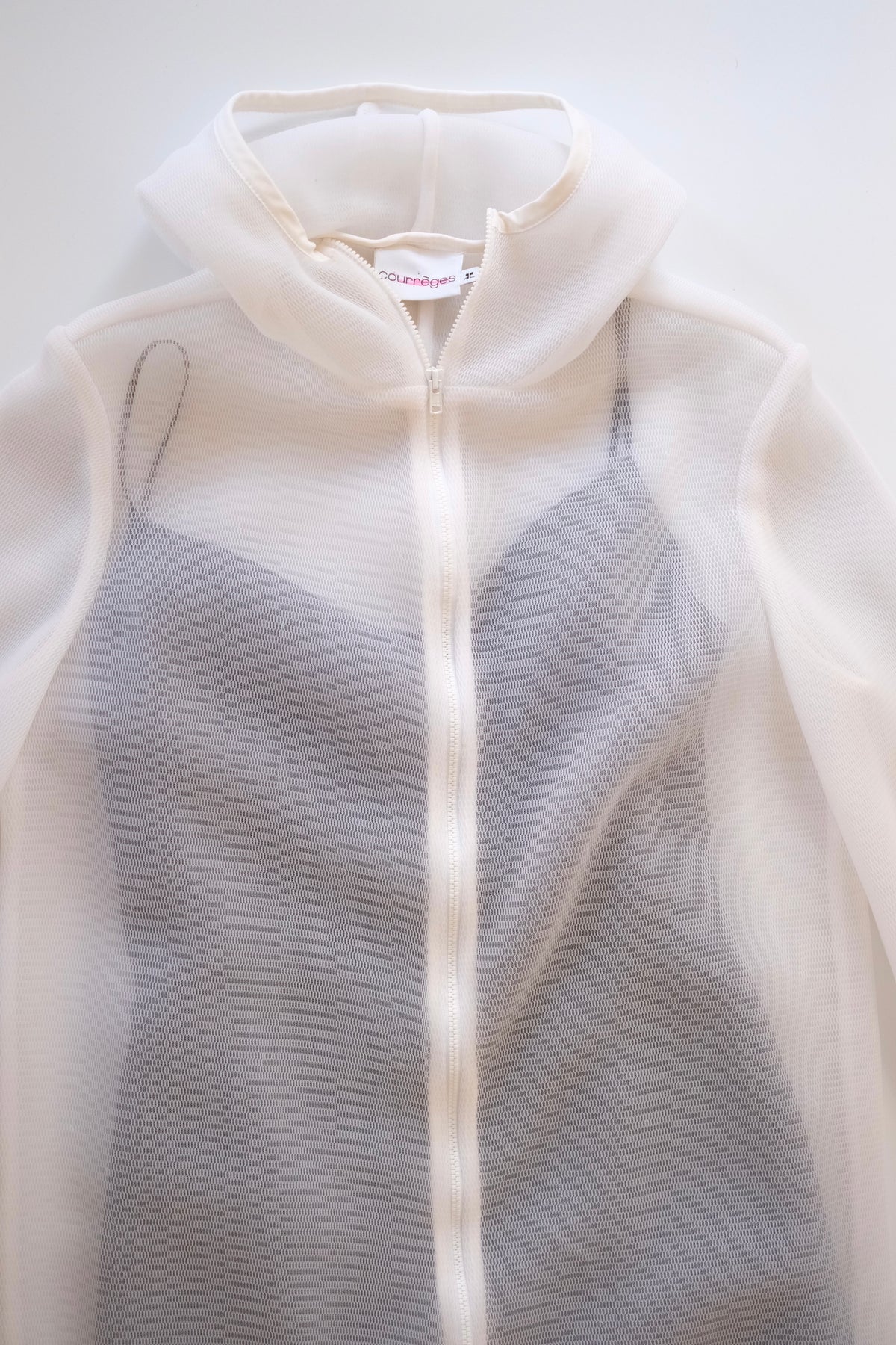 Vintage Courrèges off white mesh zip-up jacket