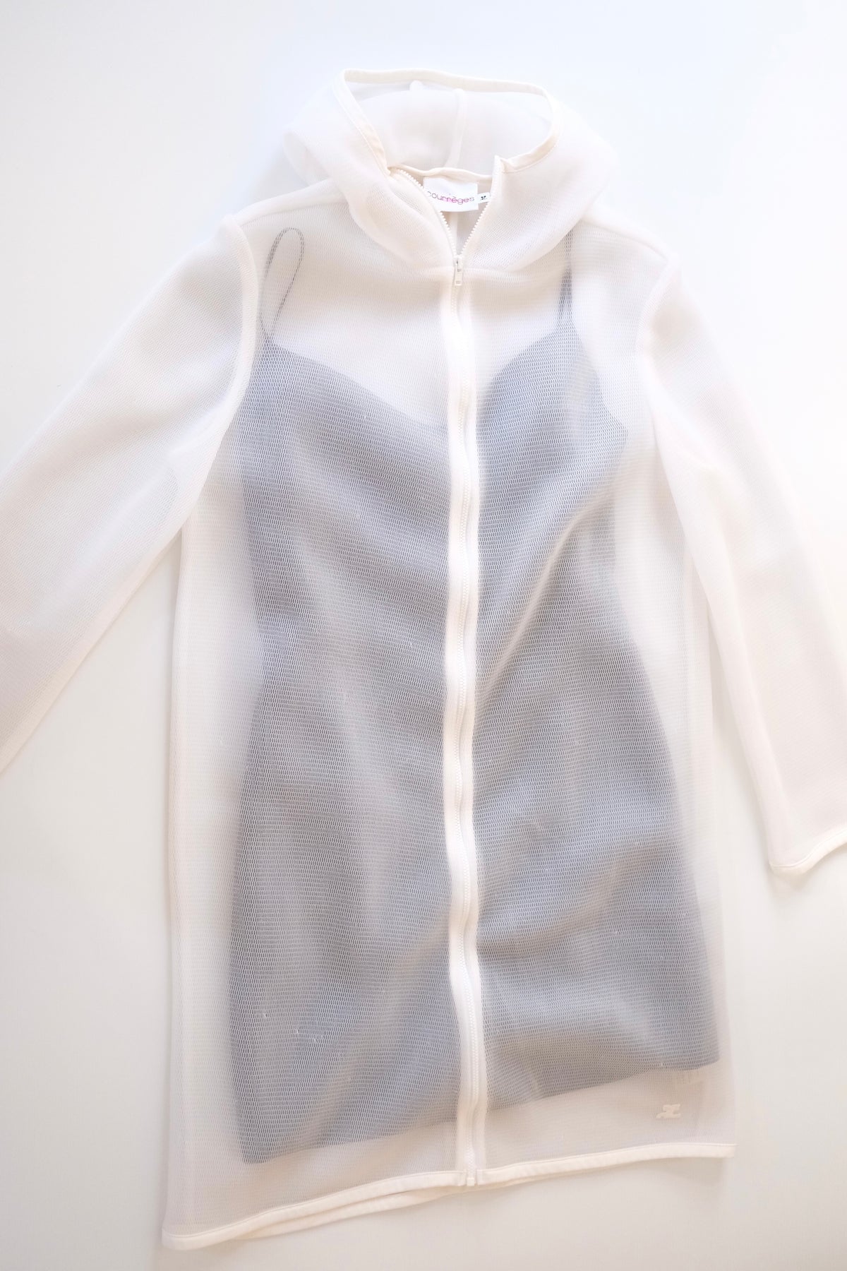 Vintage Courrèges off white mesh zip-up jacket