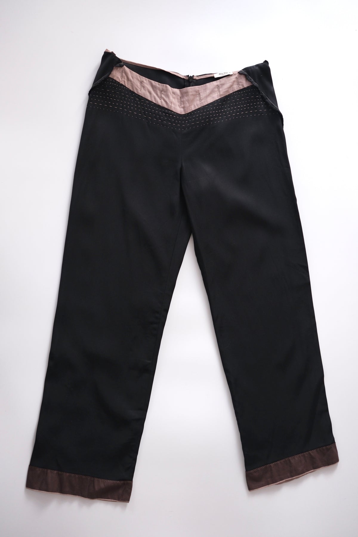 2000s Miu Miu low-waisted straight cut cropped black trousers