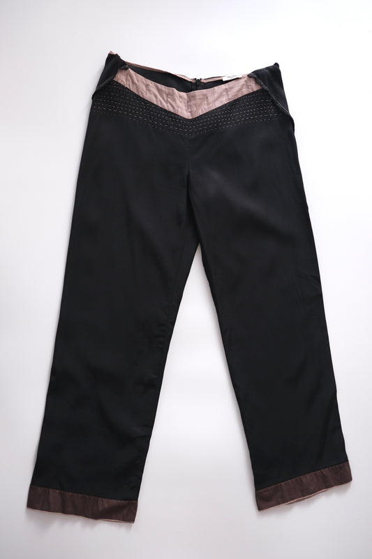2000s Miu Miu low-waisted straight cut cropped black trousers