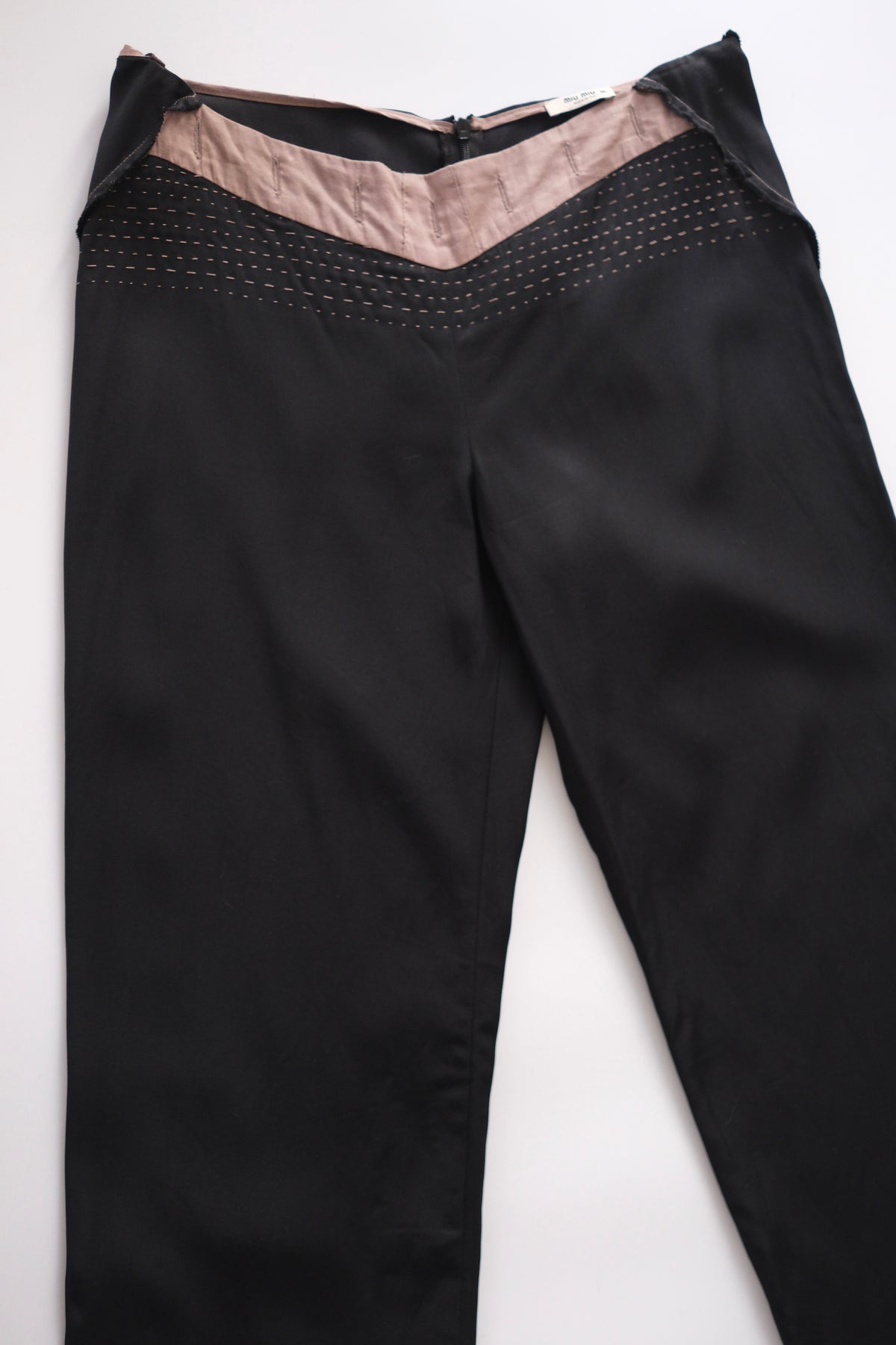 2000s Miu Miu low-waisted straight cut cropped black trousers