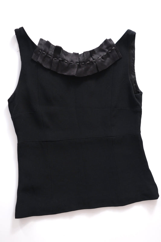 2000s Miu Miu black blouse with silk apliqué