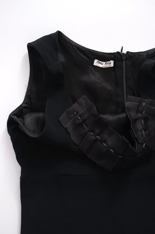 2000s Miu Miu black blouse with silk apliqué