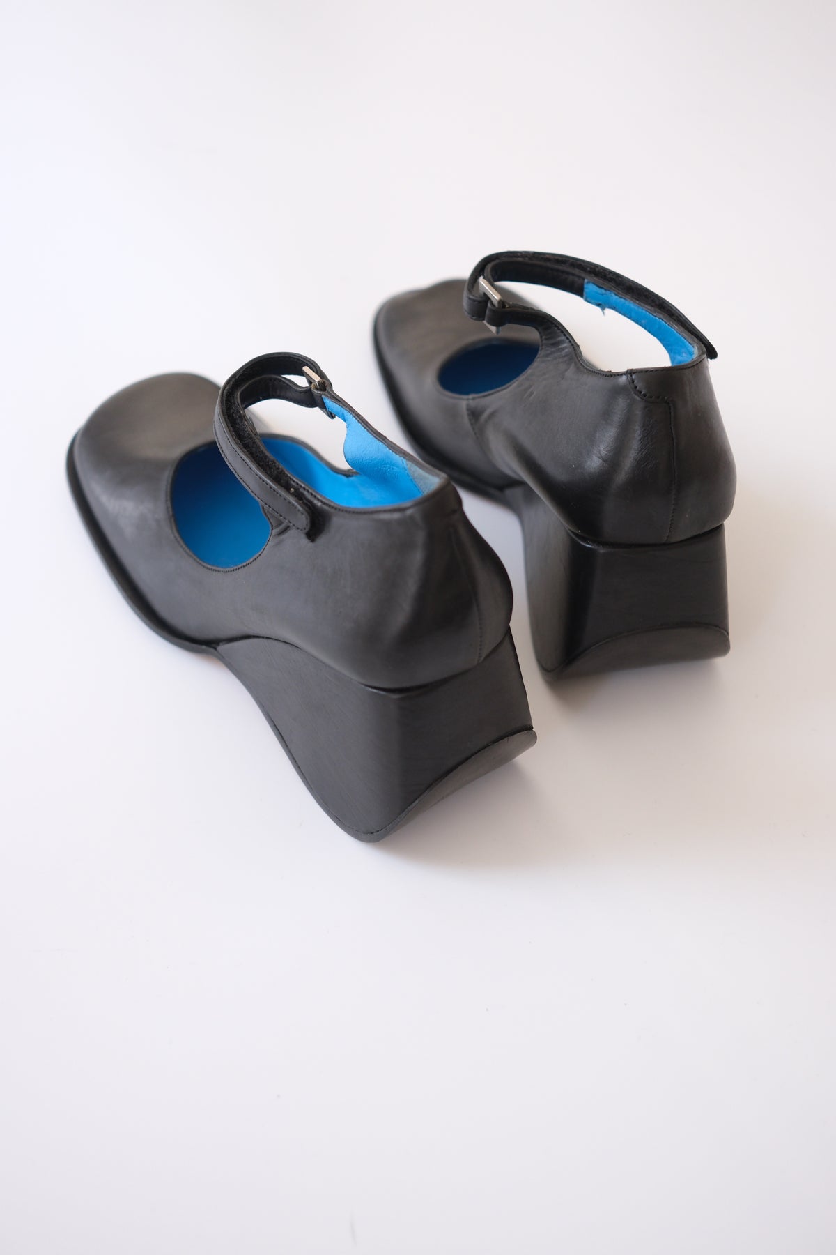 2000s Muxart black leather wedge mary janes