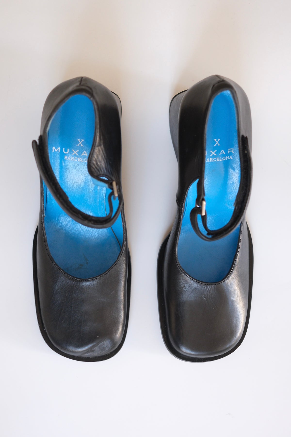 2000s Muxart black leather wedge mary janes