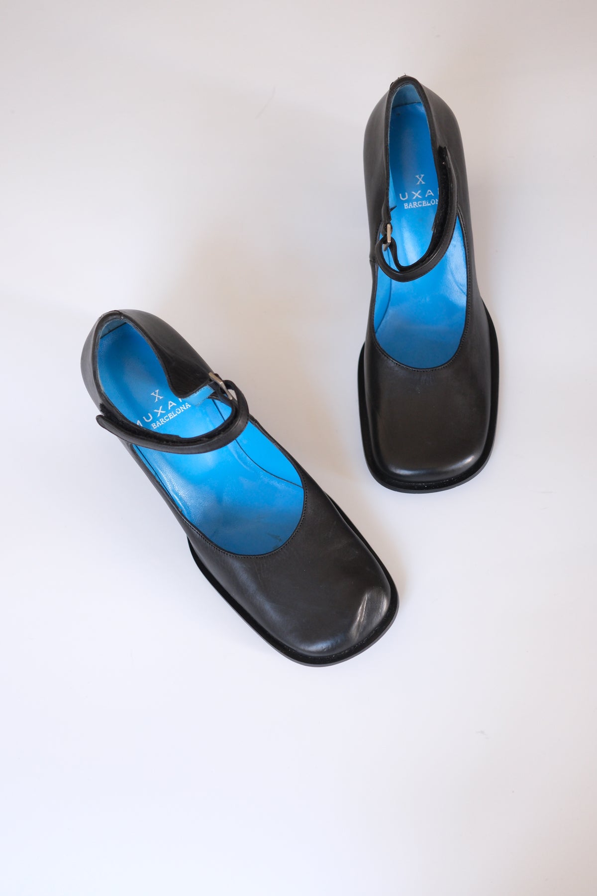 2000s Muxart black leather wedge mary janes