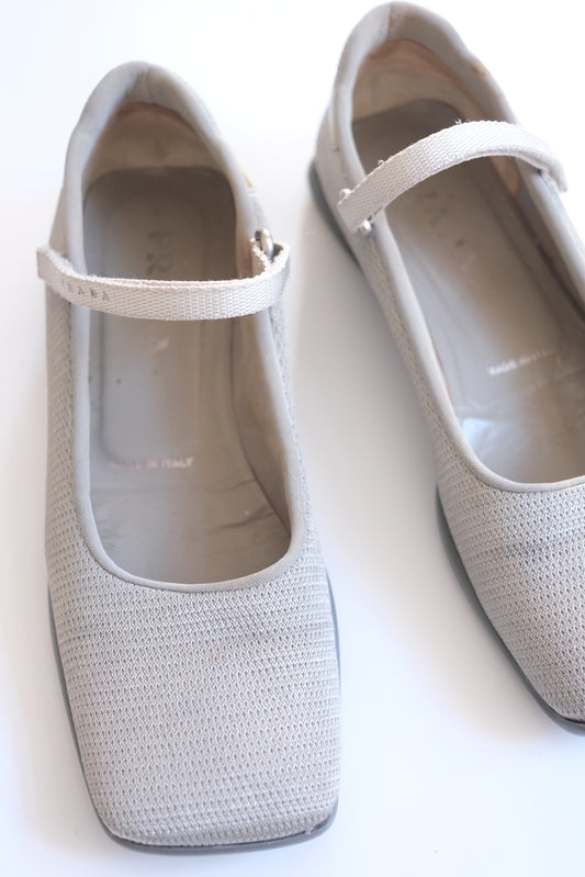 Early 2000s Prada grey mesh mary jane flats