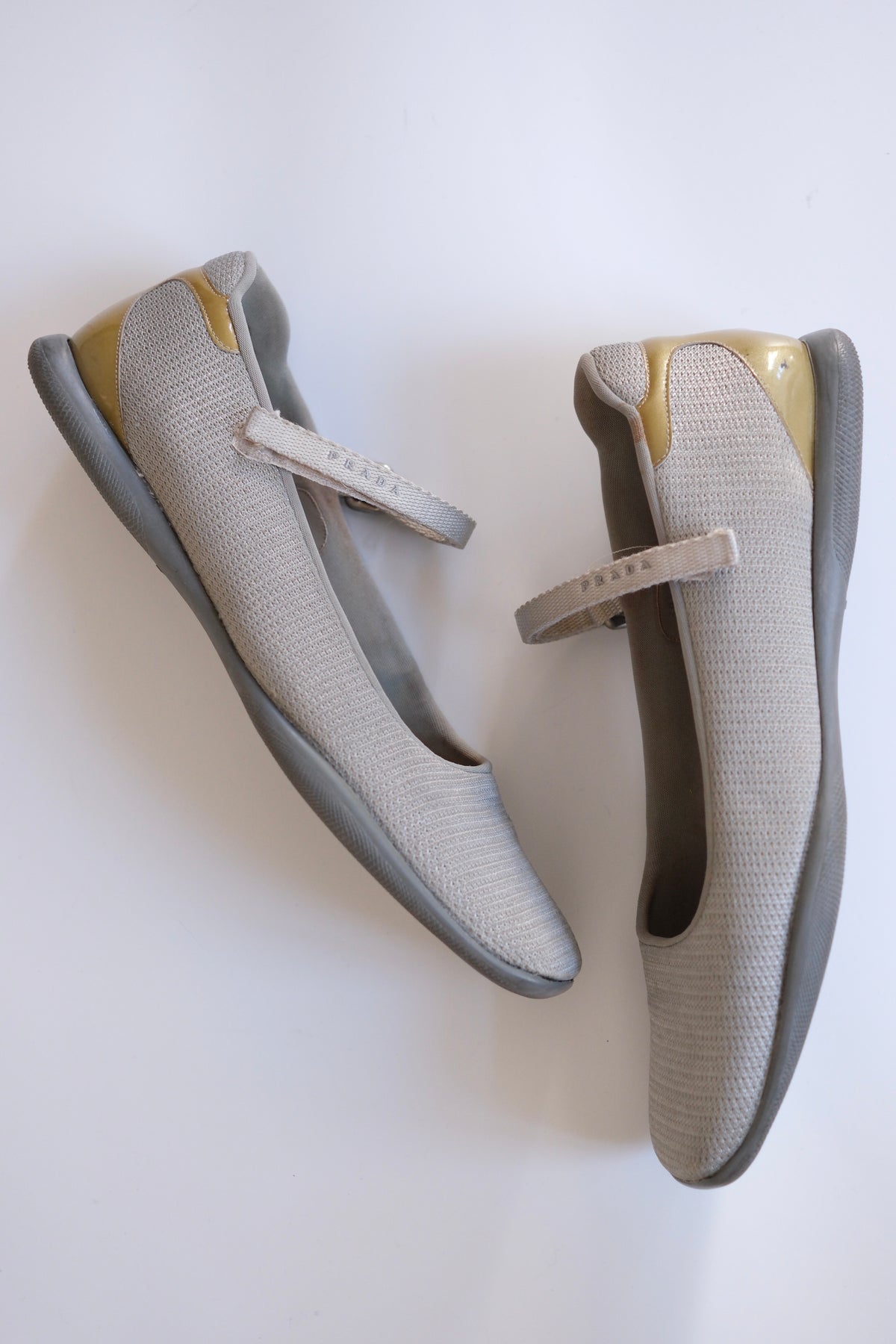Early 2000s Prada grey mesh mary jane flats