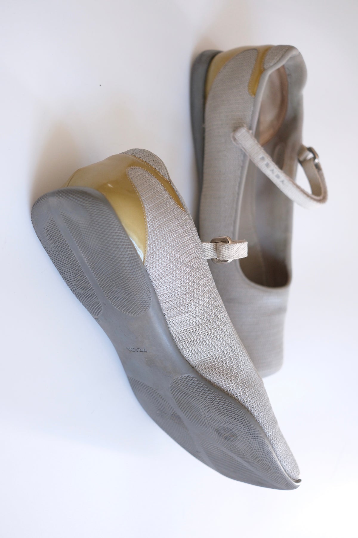 Early 2000s Prada grey mesh mary jane flats