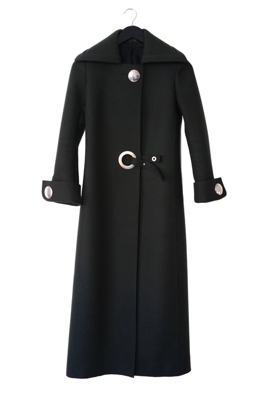 Calvin Klein Collection FW 2015 dark green wool tailored coat