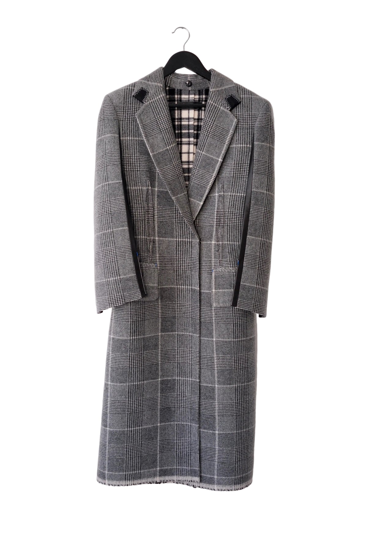 Calvin Klein Collection tailored checked grey coat with contrasting back