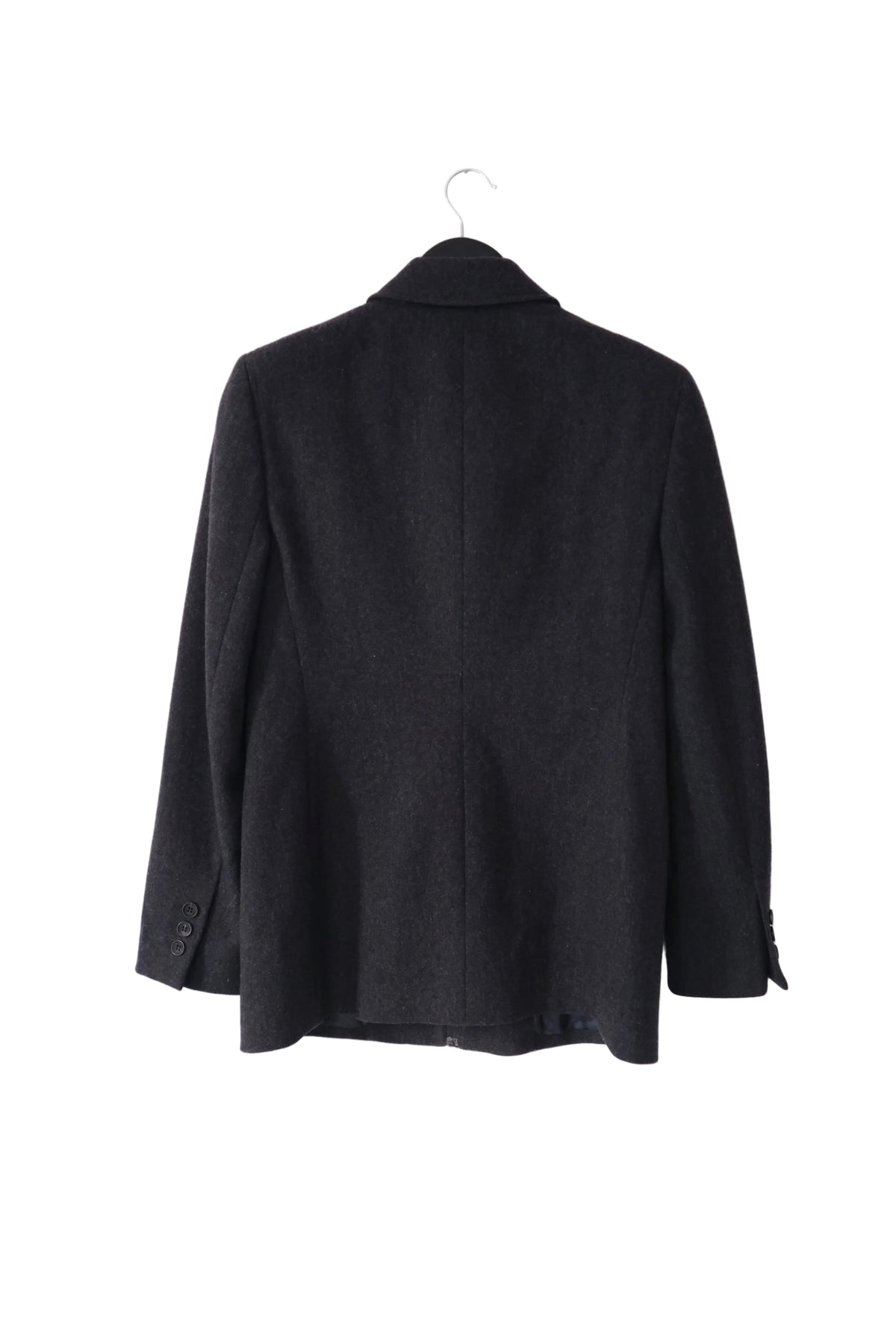 1990s Calvin Klein Collection dark grey wool zip-up jacket