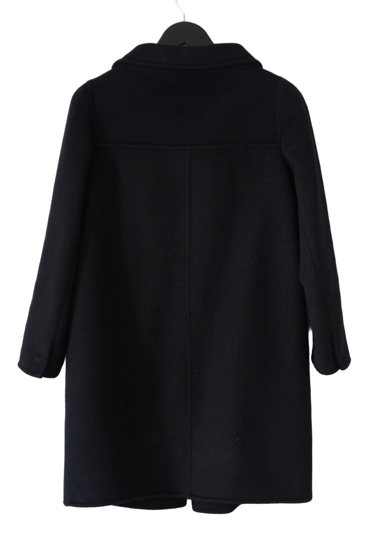 2000s Prada black wool angora straight cut coat