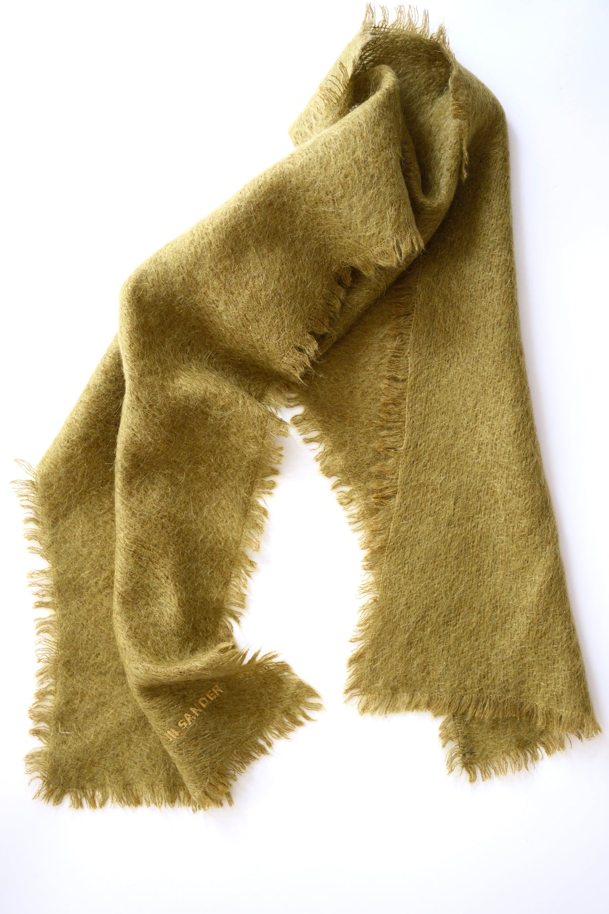 Jil Sander olive green mohair scarf