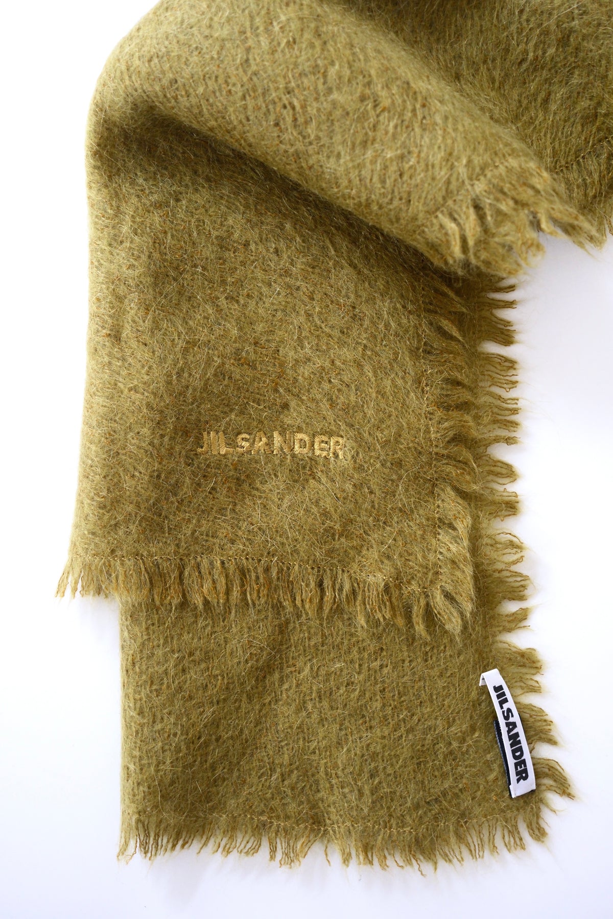 Jil Sander olive green mohair scarf