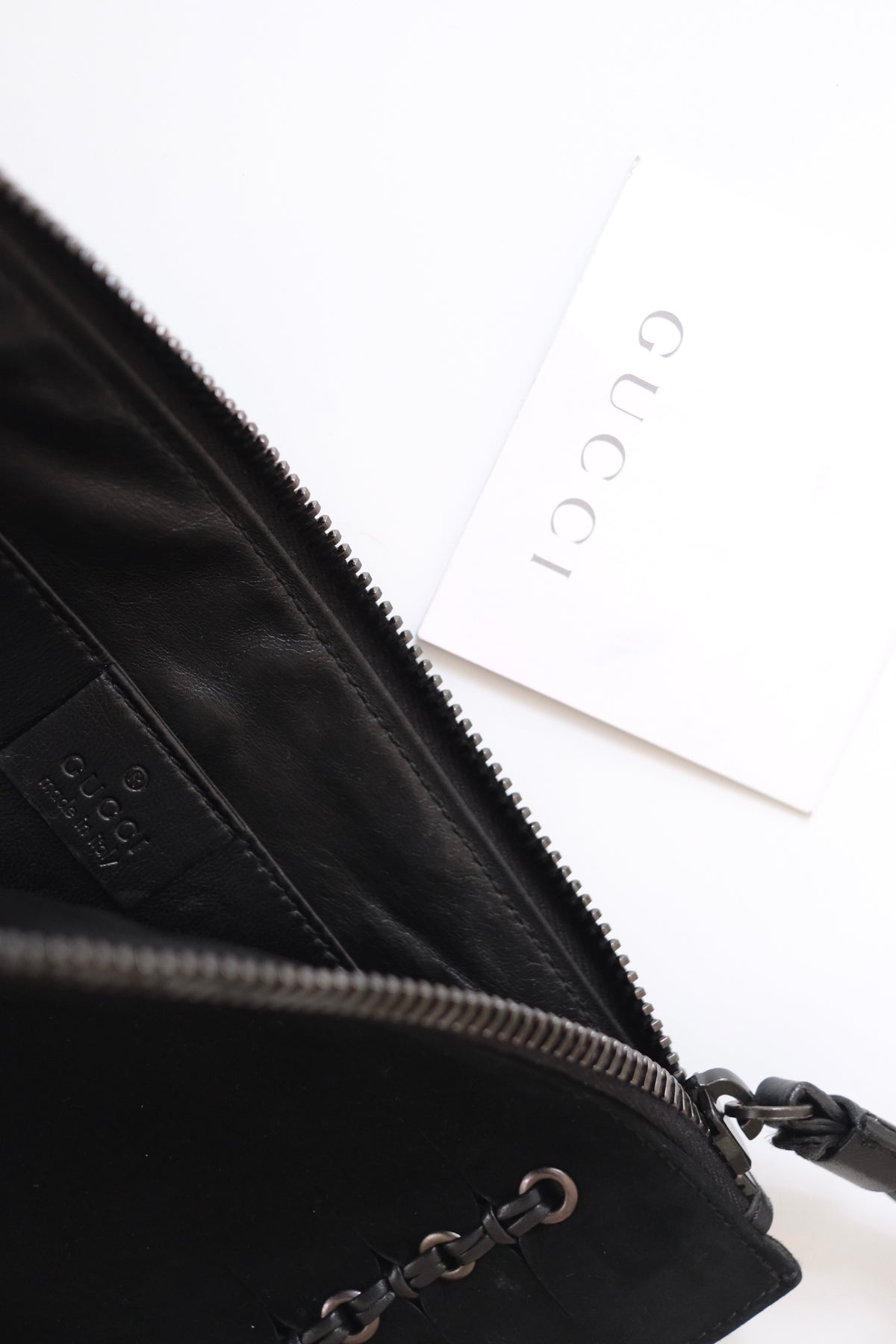 Gucci by Tom Ford black suede clutch bag