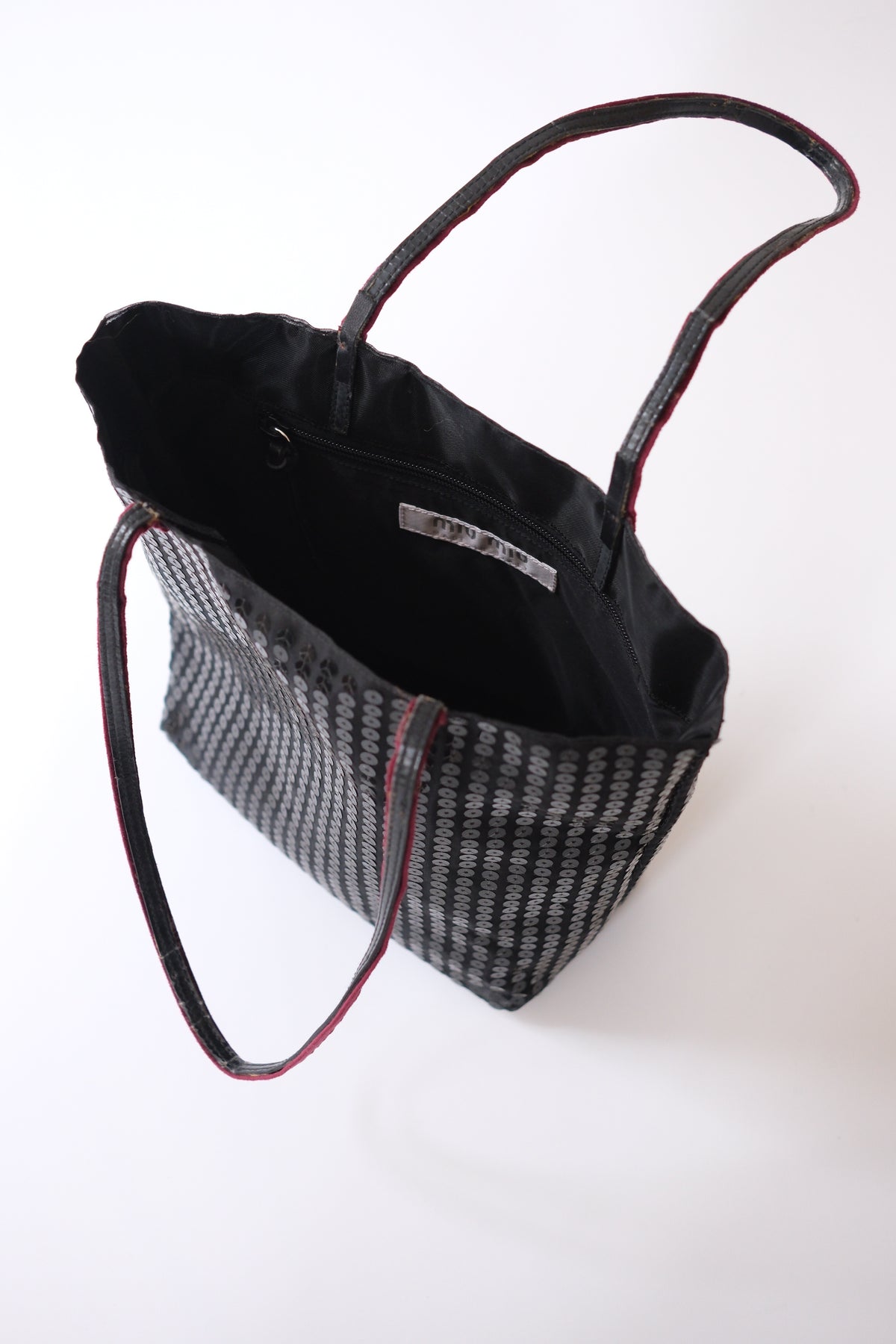 Miu Miu FW 1998 black sequin bucket bag