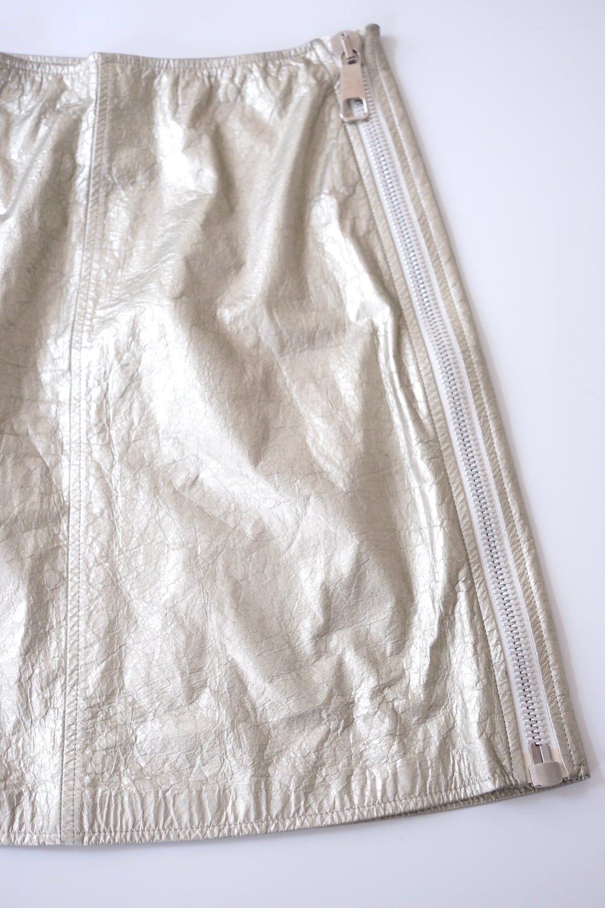 Vintage Courrèges metallic leather zip-up mini skirt
