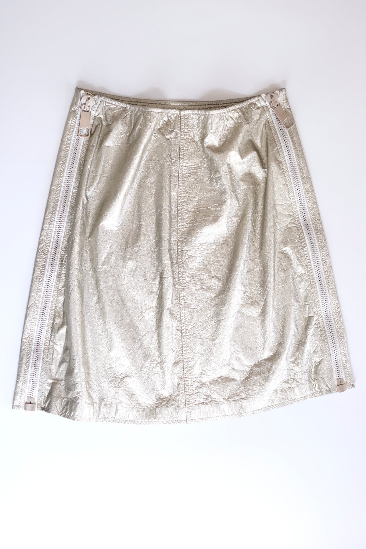 Vintage Courrèges metallic leather zip-up mini skirt