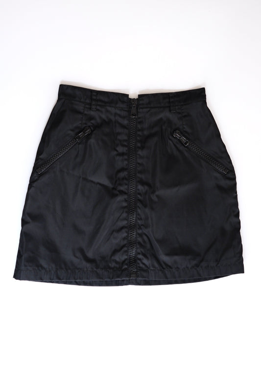 Prada SS 1995 black nylon zip-up mini skirt