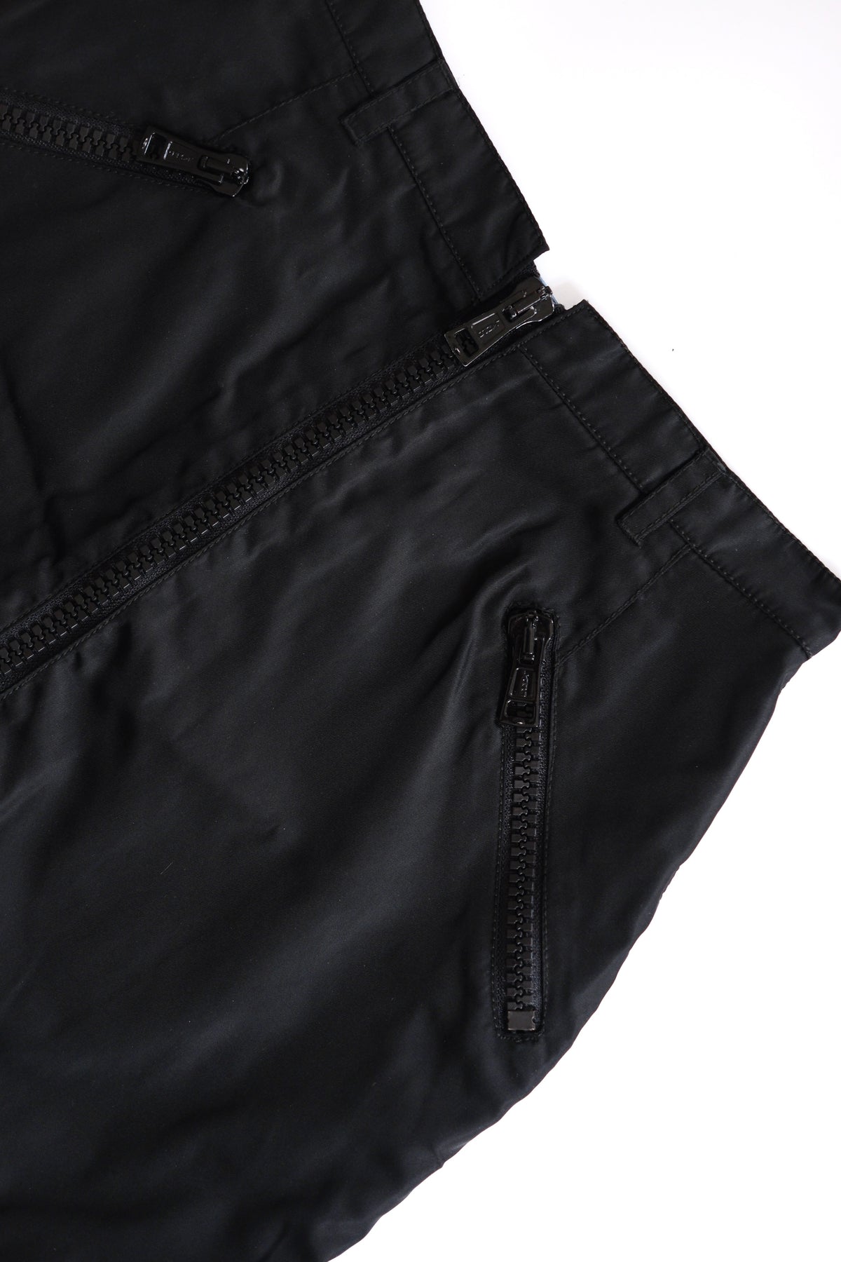 Prada SS 1995 black nylon zip-up mini skirt