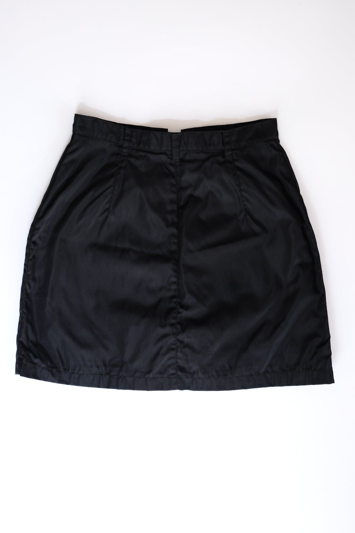 Prada SS 1995 black nylon zip-up mini skirt