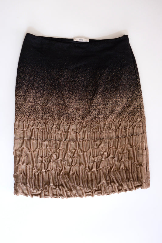 Prada FW 2007 black to gold ombré textured wool silk blend skirt