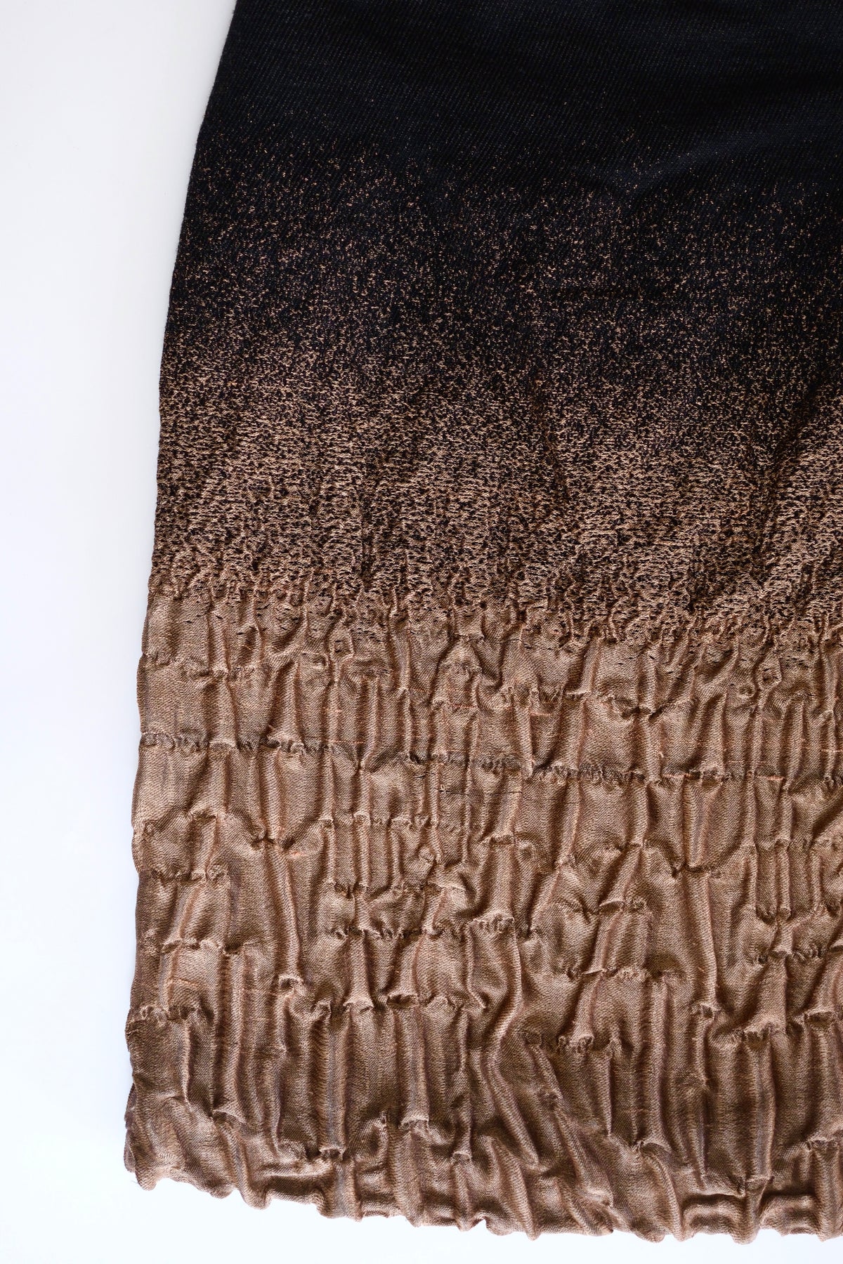 Prada FW 2007 black to gold ombré textured wool silk blend skirt
