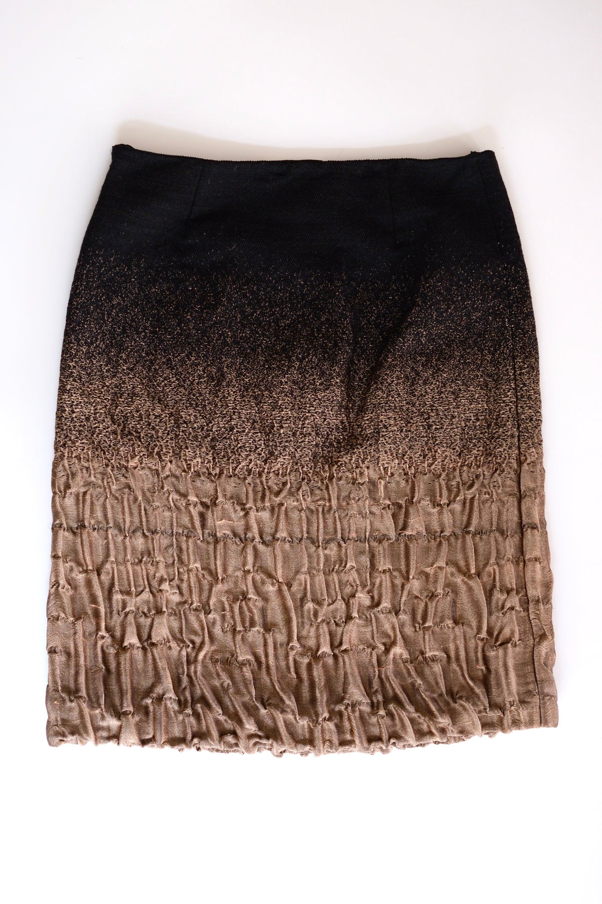Prada FW 2007 black to gold ombré textured wool silk blend skirt