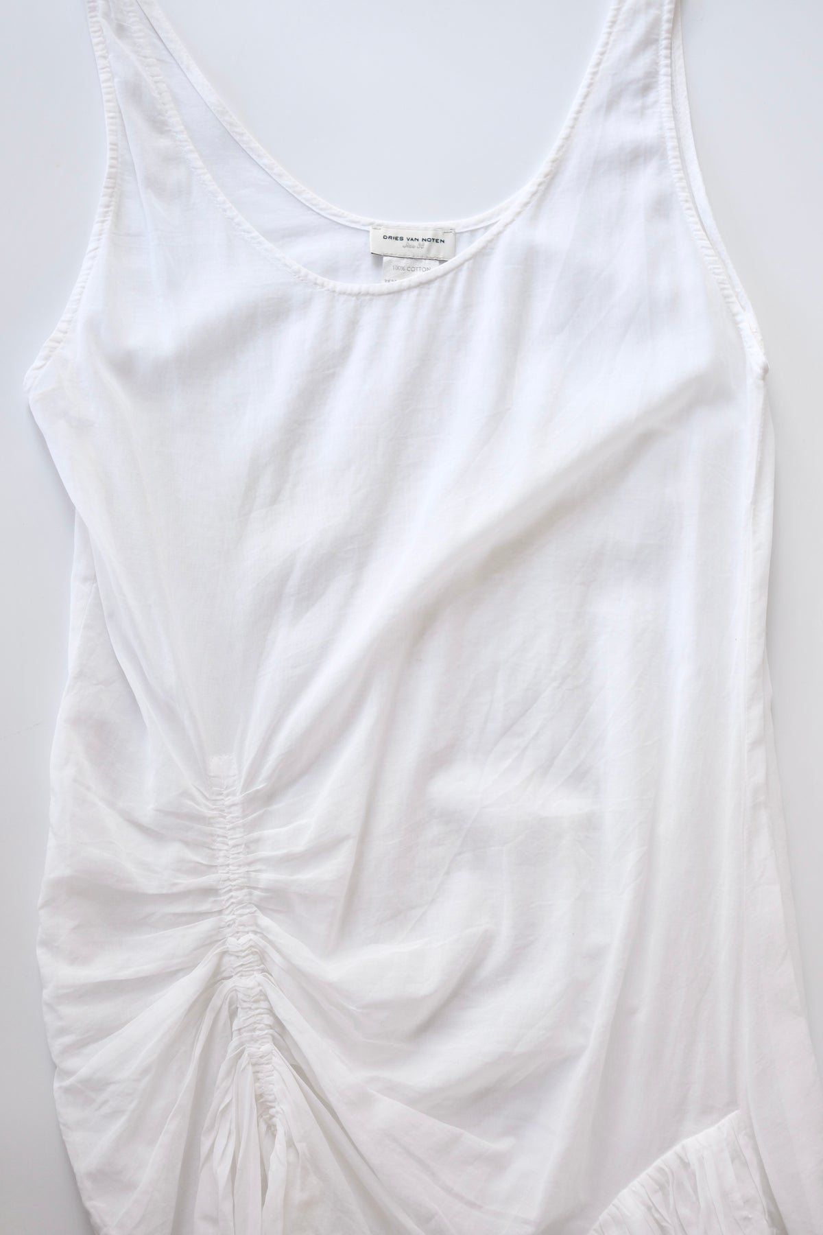 Dries van Noten sheer white cotton asymmetric tunic