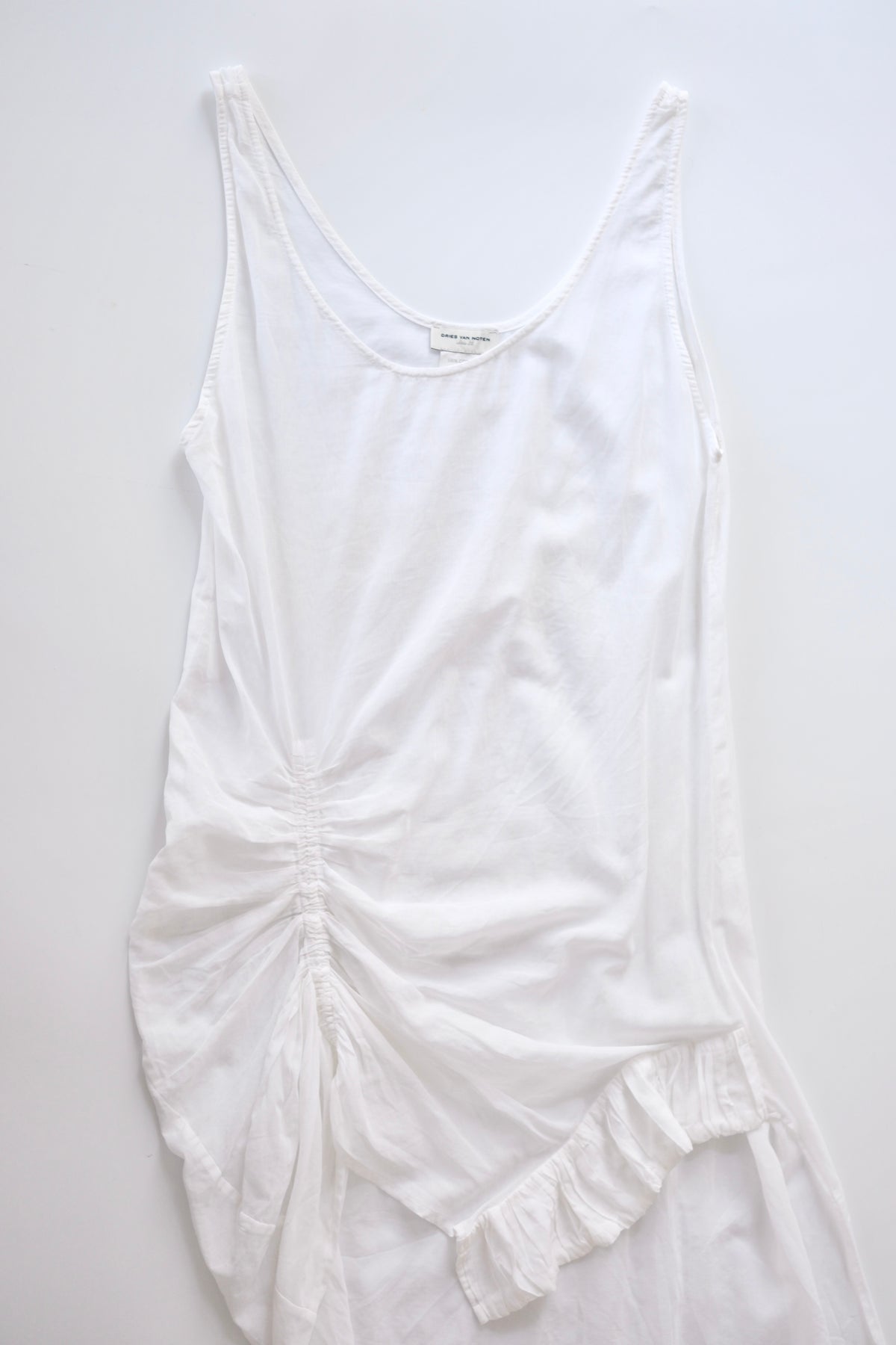 Dries van Noten sheer white cotton asymmetric tunic