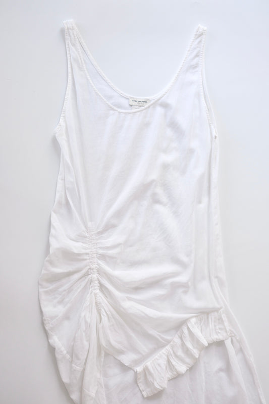Dries van Noten sheer white cotton asymmetric tunic