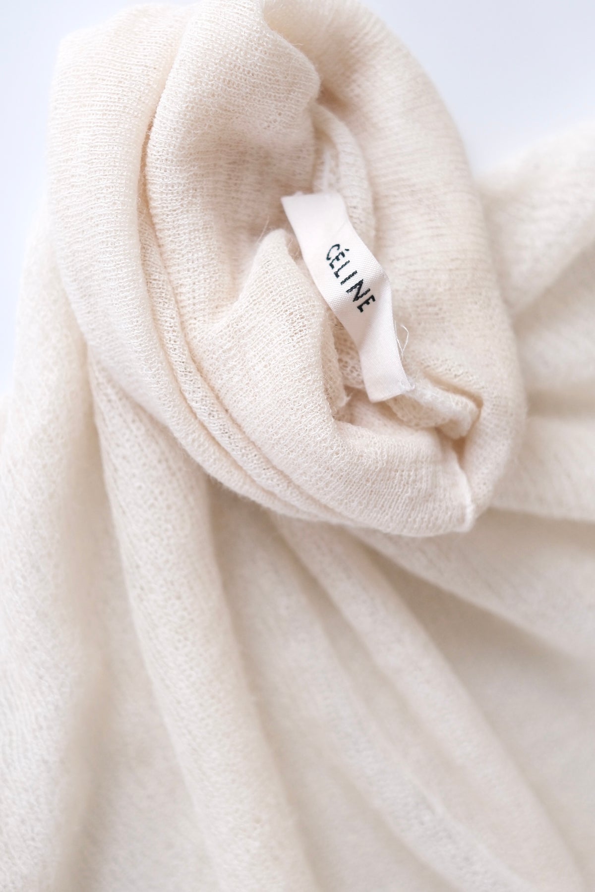 Old Céline sheer cream alpaca silk blend turtleneck knit
