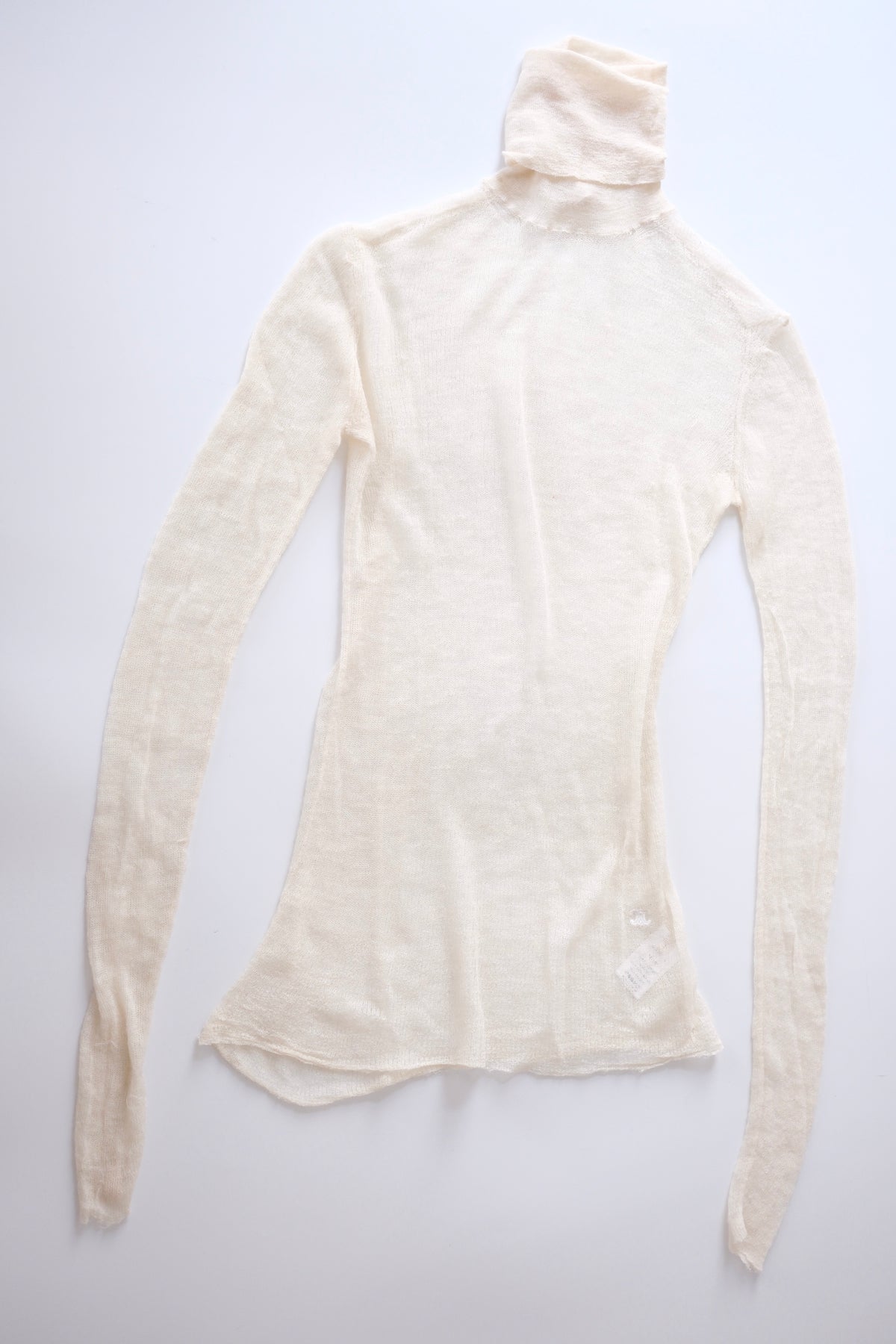 Old Céline sheer cream alpaca silk blend turtleneck knit