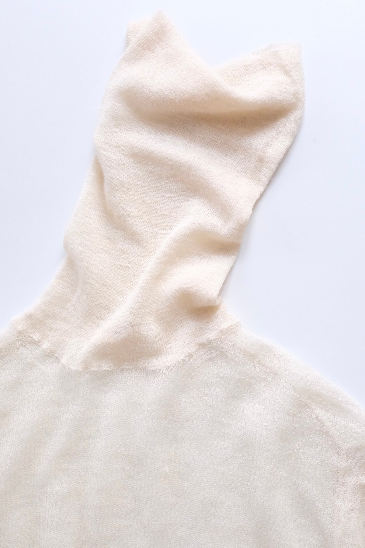 Old Céline sheer cream alpaca silk blend turtleneck knit