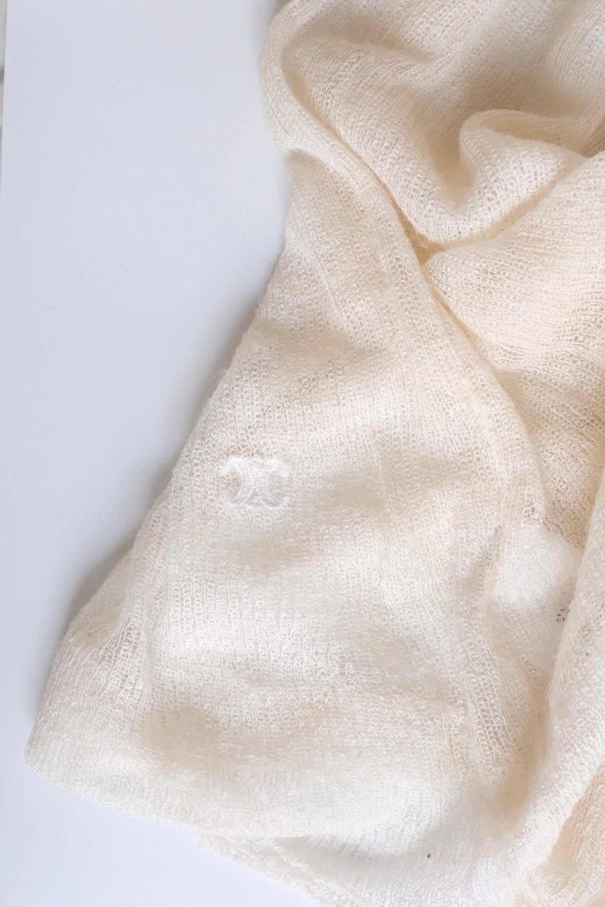 Old Céline sheer cream alpaca silk blend turtleneck knit