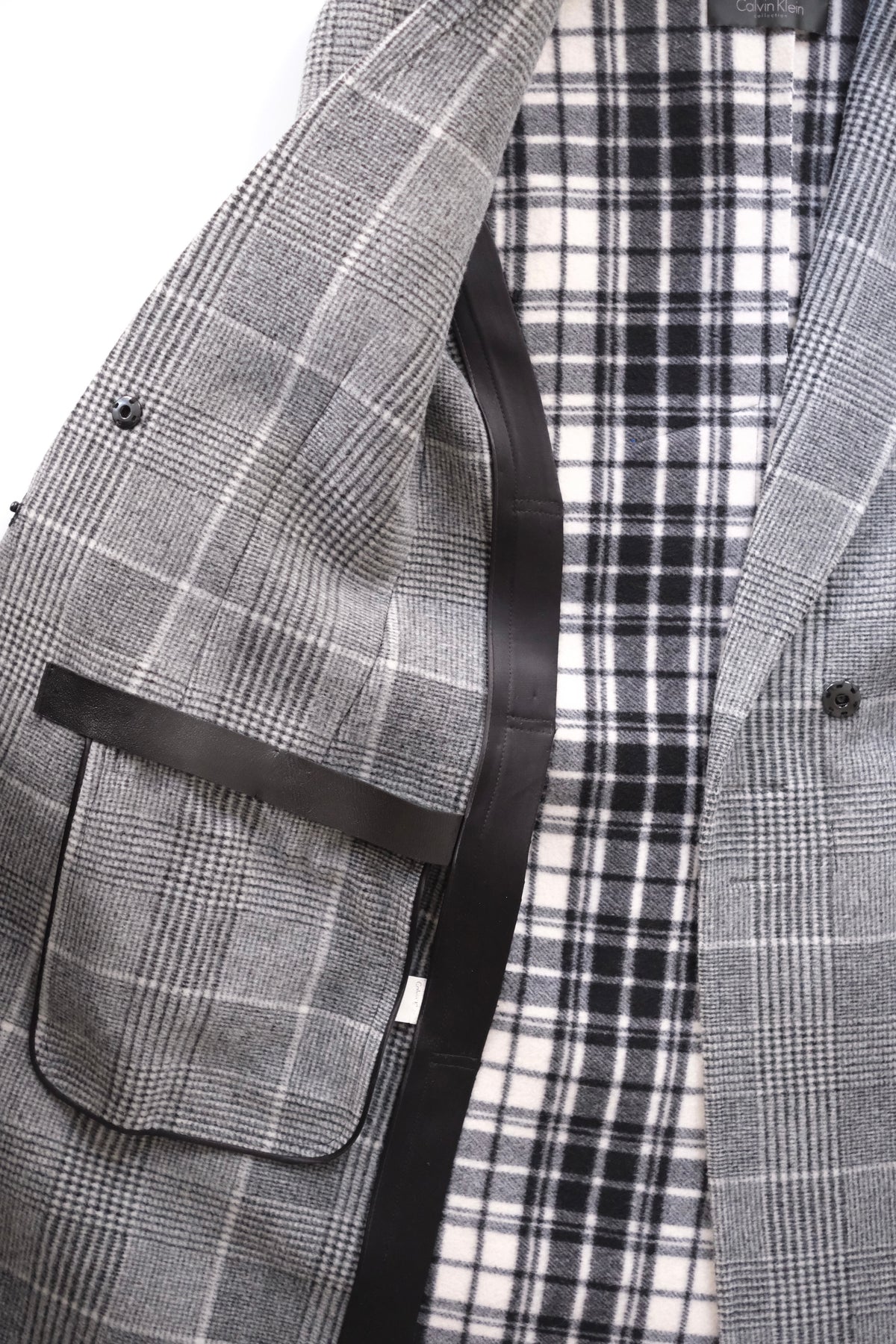 Calvin Klein Collection tailored checked grey coat with contrasting back