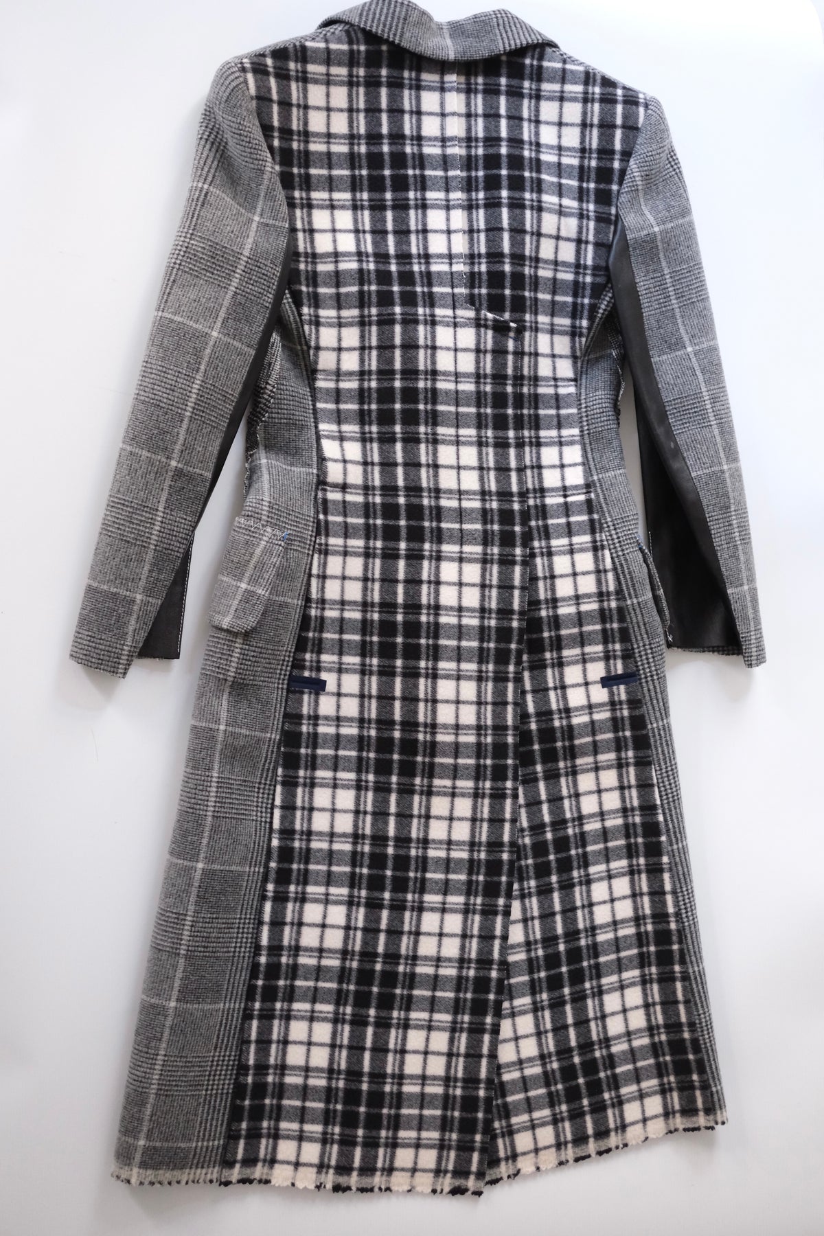 Calvin Klein Collection tailored checked grey coat with contrasting back