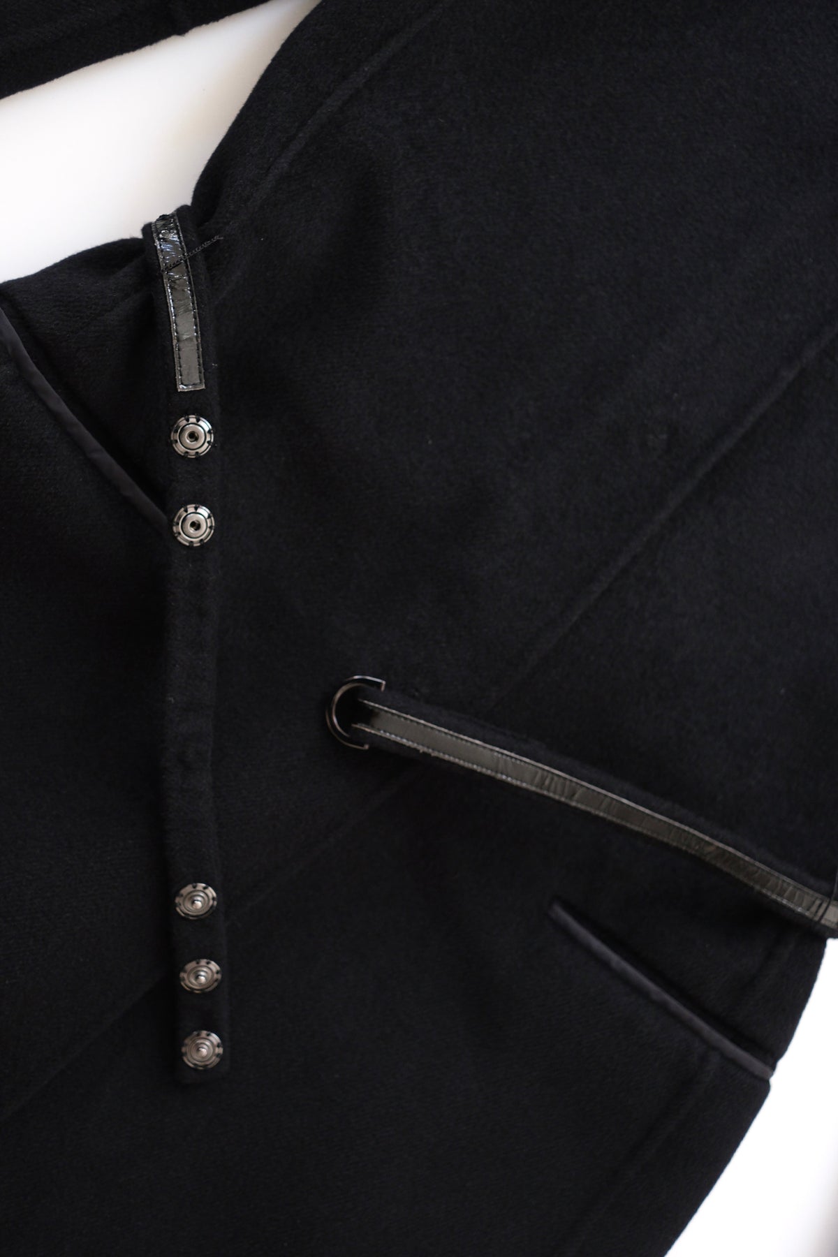 Max Mara two piece black wool tailored coat with hood