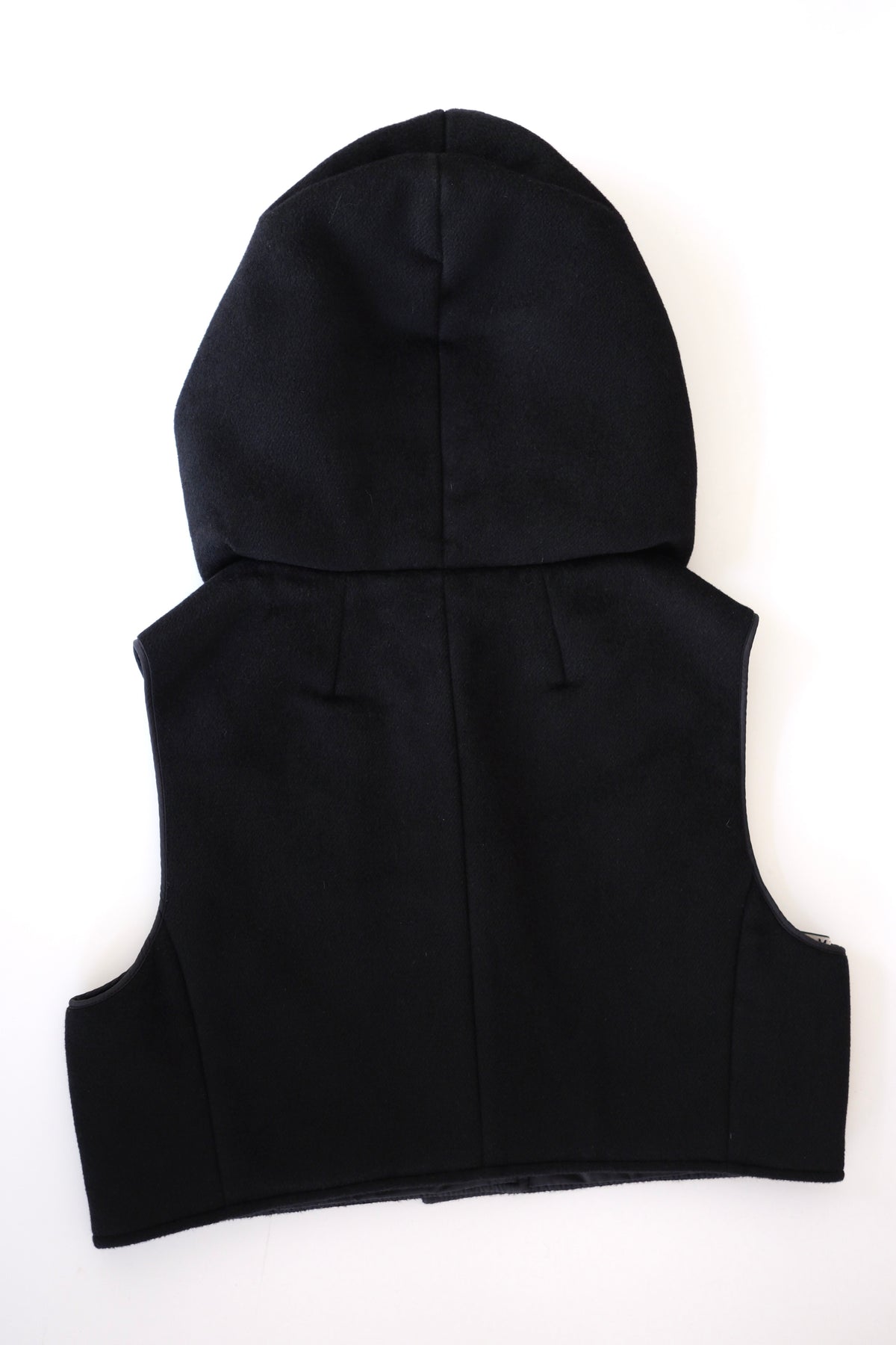 Max Mara two piece black wool tailored coat with hood