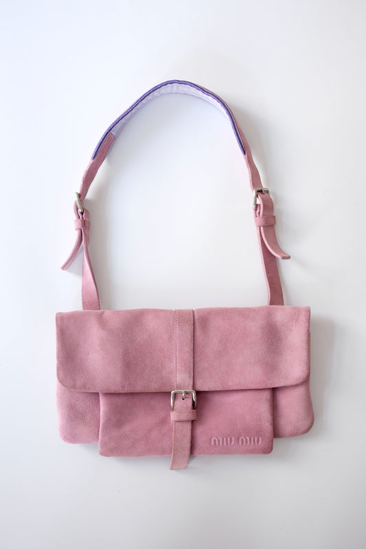 Miu Miu SS 2000 pink suede shoulder bag